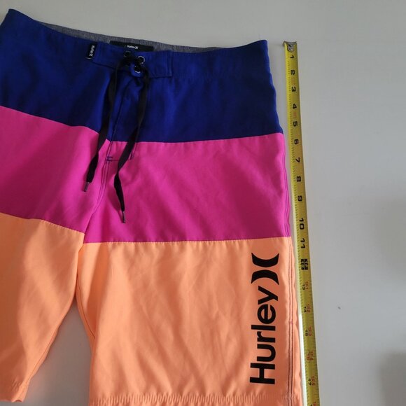 Hurley Boys' Multi-Color Swim Trunks Size 16/28 Bright Pink Orange Drawstring - Picture 11 of 15
